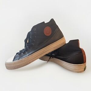 PF Flyers Shoes Mens Size 11 Black High Top Posture Foundation Canvas Sneakers